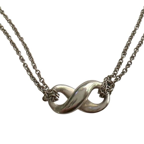 Tiffany & Co Infinity Double Chain Pendant and Necklace in Sterling 14.5" Chain